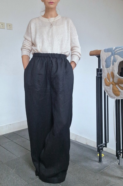 Ľanové nohavice DARIA čierne