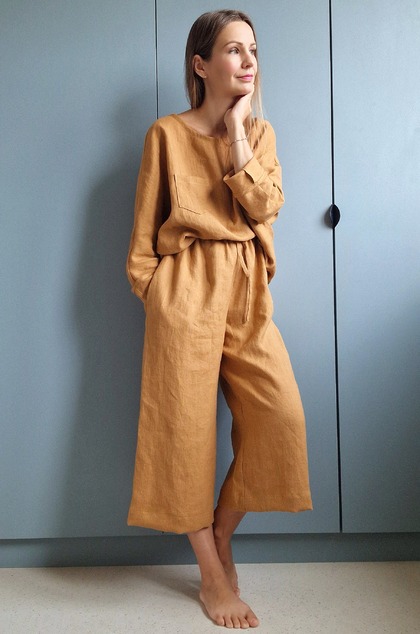 Ľanové kulotky DARIA škoricové